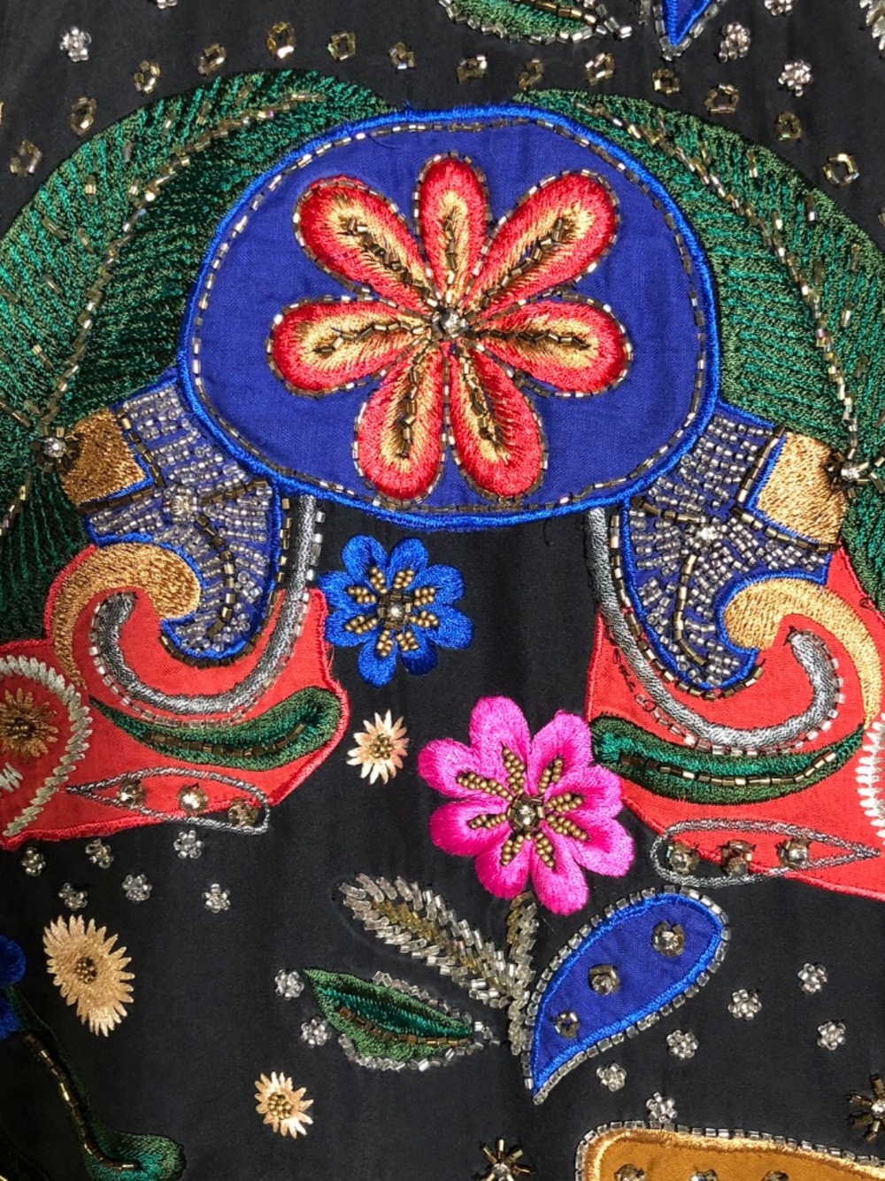 Alice + Olivia Felisa Floral Embroidery Embellished Silk Bomber Jacket in size L - Picture 6 of 14